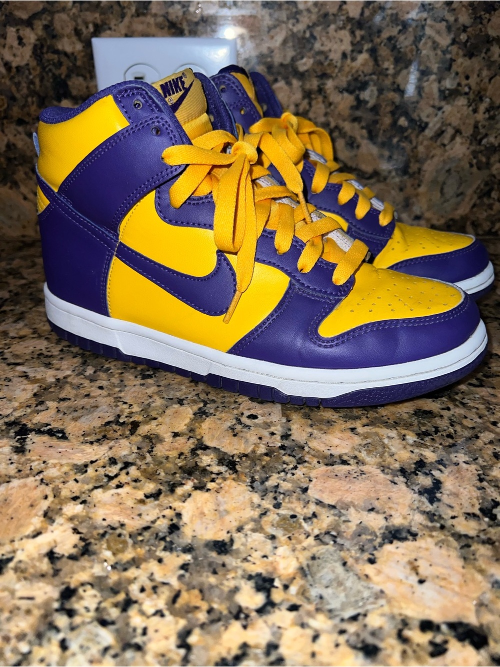 Nike Kids' High-Top Sneakers in Purple and Yellow